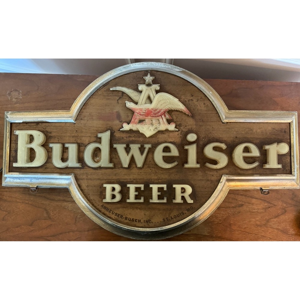 Vintage Budweiser Beer Lighted Sign Anheuser Busch Raymond Price 25" Breweriana